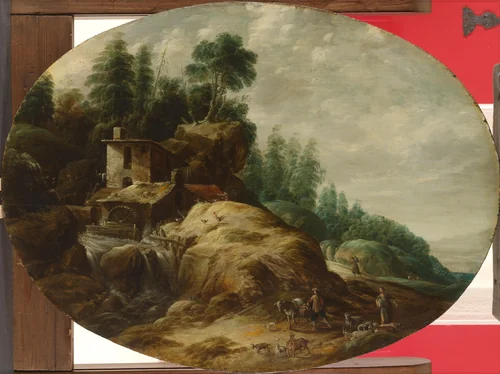 Watermill by a Wooded Outcrop by Gillis Peeters, painting, 1633