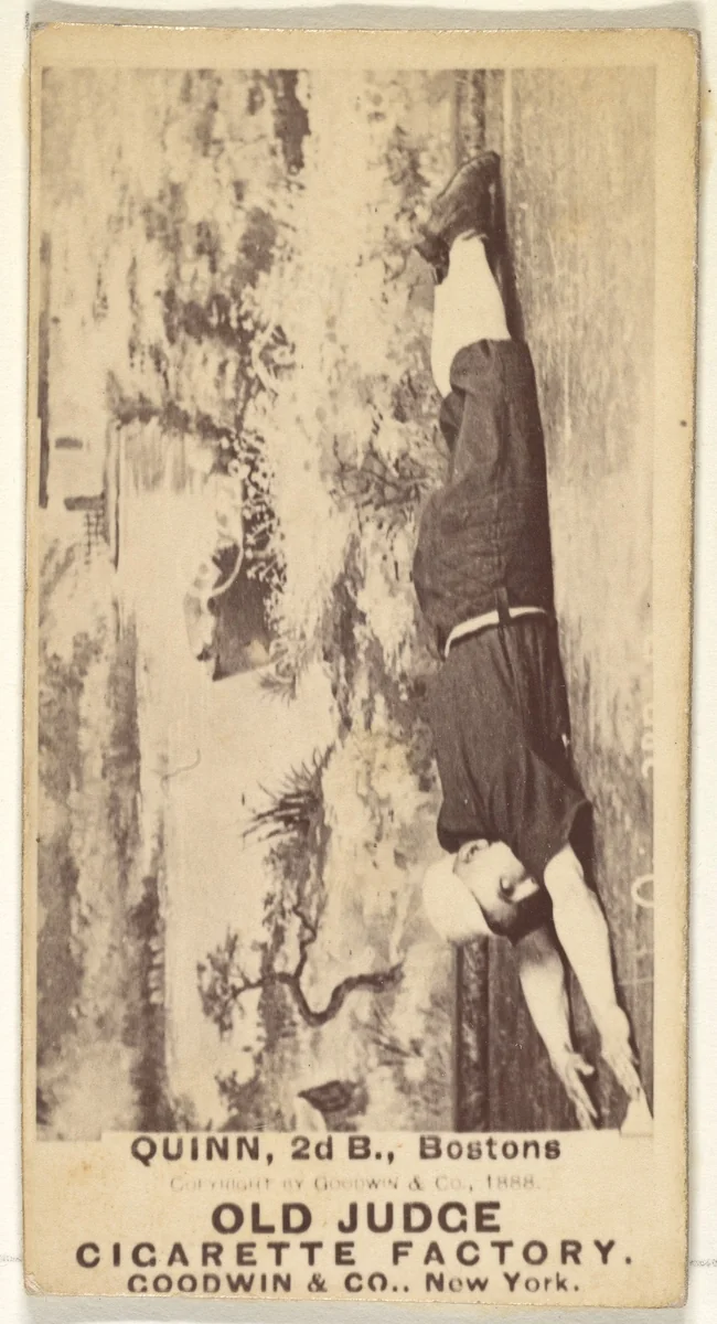 Quinn, 2nd Base, Boston, from the Old Judge series (N172) for Old Judge Cigarettes by Goodwin & Company, photograph, 1888
