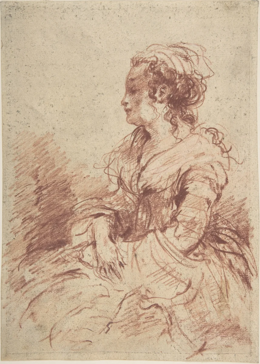 Portrait of a Lady, seated by anonymous, drawing, 1700-1799