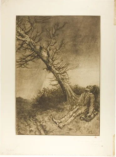 Death of the Vagabond by Alphonse Legros, print, 1879