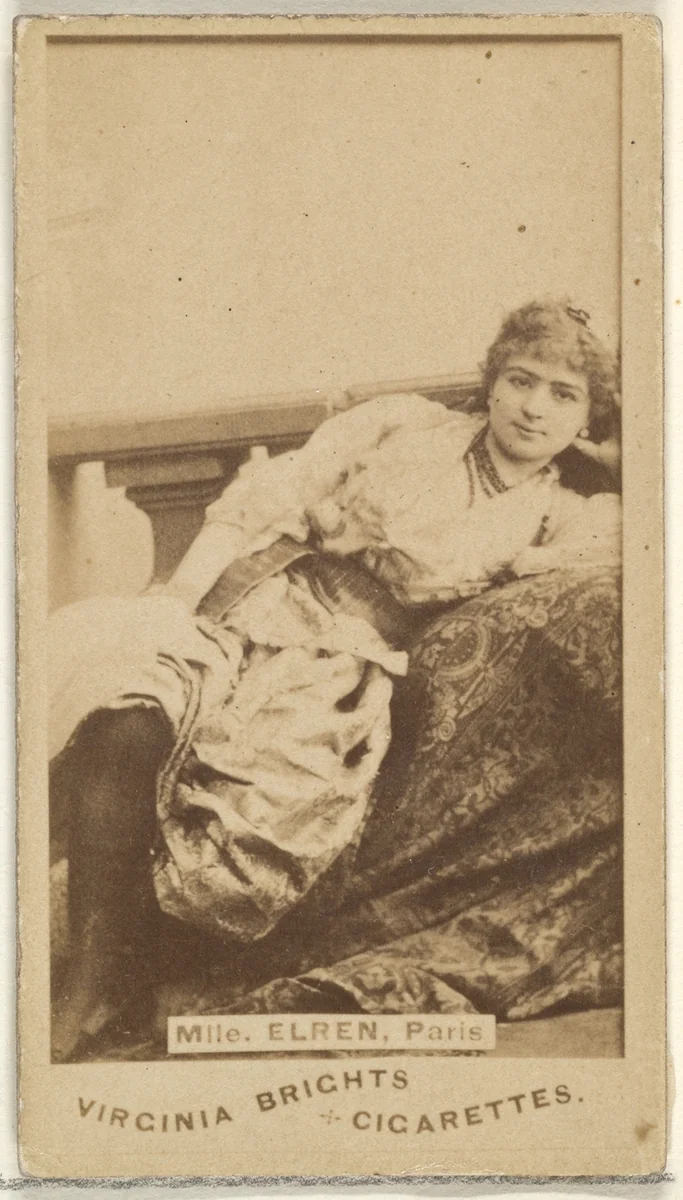 Mlle. Elren, Paris, from the Actors and Actresses series (N45, Type 1) for Virginia Brights Cigarettes by Allen & Ginter, photograph, 1885-1891