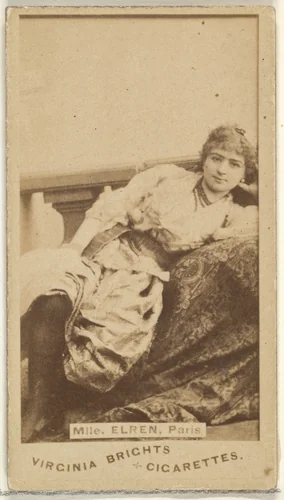 Mlle. Elren, Paris, from the Actors and Actresses series (N45, Type 1) for Virginia Brights Cigarettes by Allen & Ginter, photograph, 1885-1891