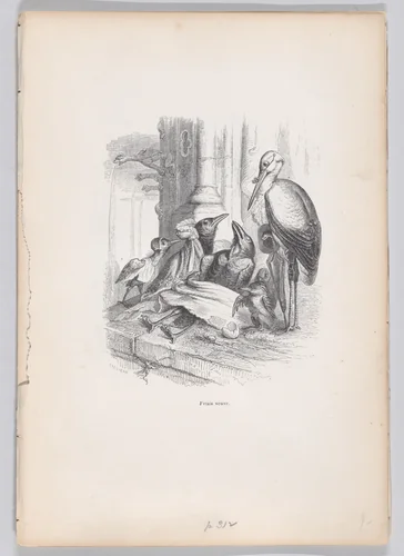 I was a widow, from "Scenes from the Private and Public Life of Animals" by J. J. Grandville, print, 1832-1852