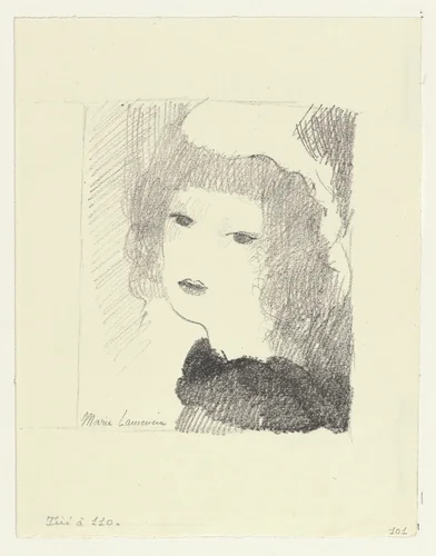 Head of a Woman with a Black Collar (Tête de femme au col noir) by Marie Laurencin, print, 1925