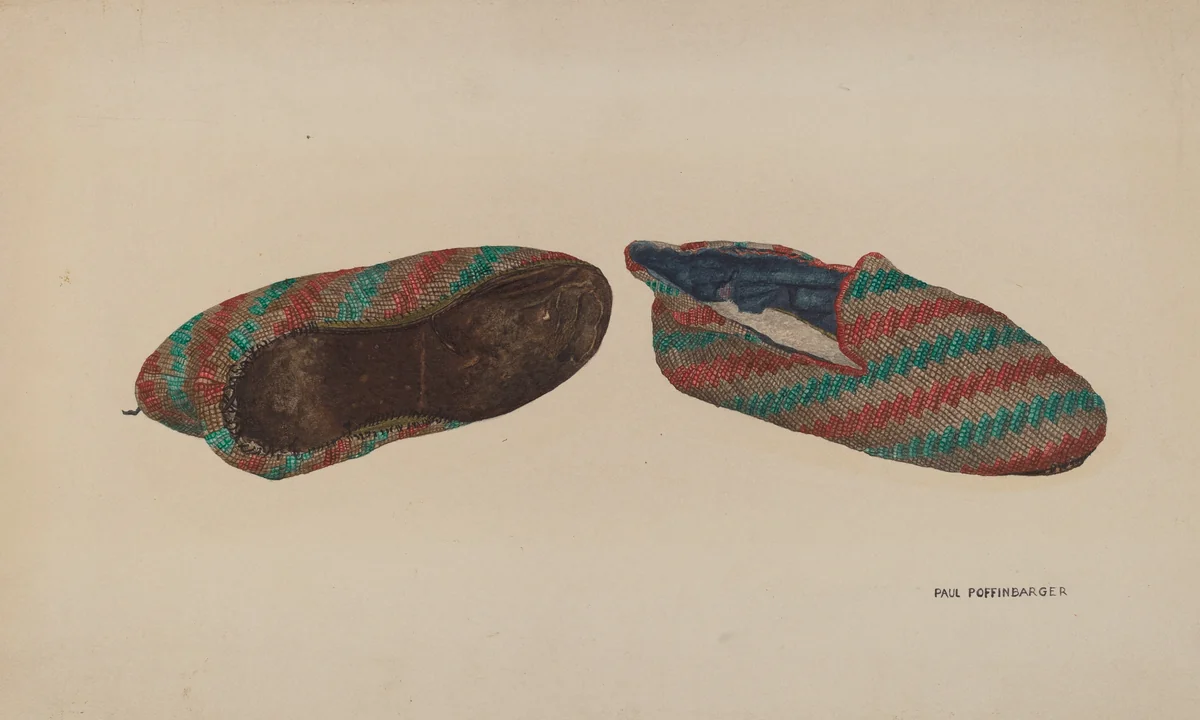 Men's Bedroom Slippers by Paul Poffinbarger, index of american design, 1935-1942