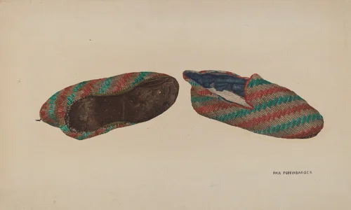 Men's Bedroom Slippers by Paul Poffinbarger, index of american design, 1935-1942