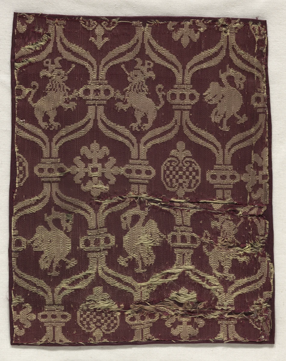 Fragment of Silk Damask by Unknown, textile, 1500-1599