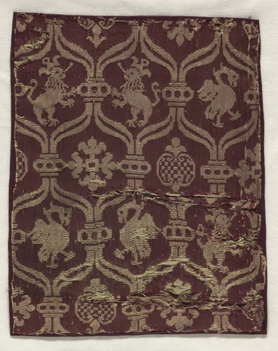 Fragment of Silk Damask by Unknown, textile, 1500-1599