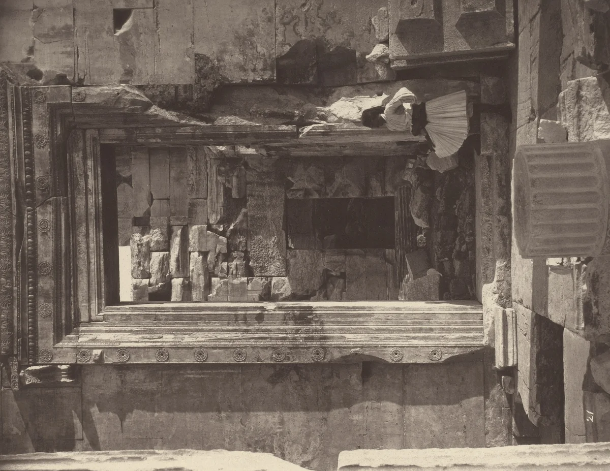 Gate of the Pandrosium, Showing Details of the Ornament by William James Stillman, photograph, 1869