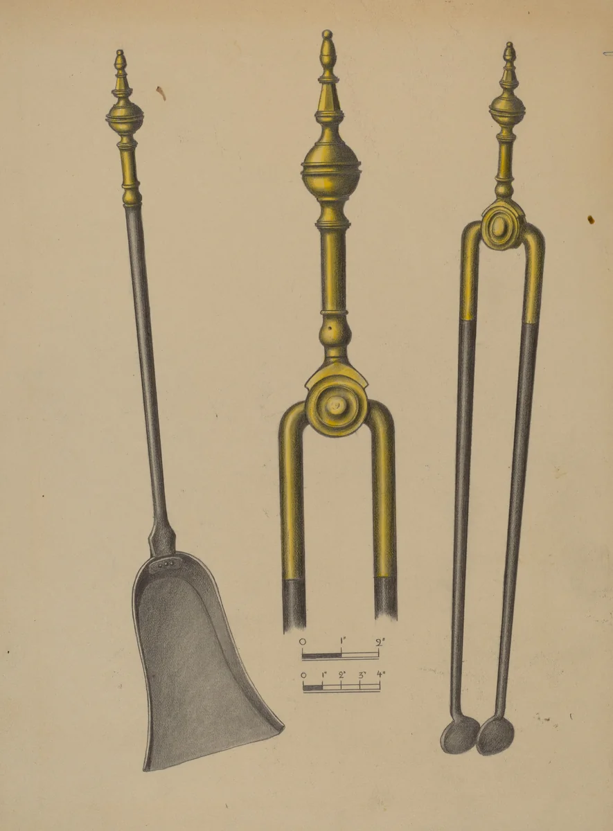 Fire Tongs and Shovel by Hans Korsch, index of american design, 1935-1942
