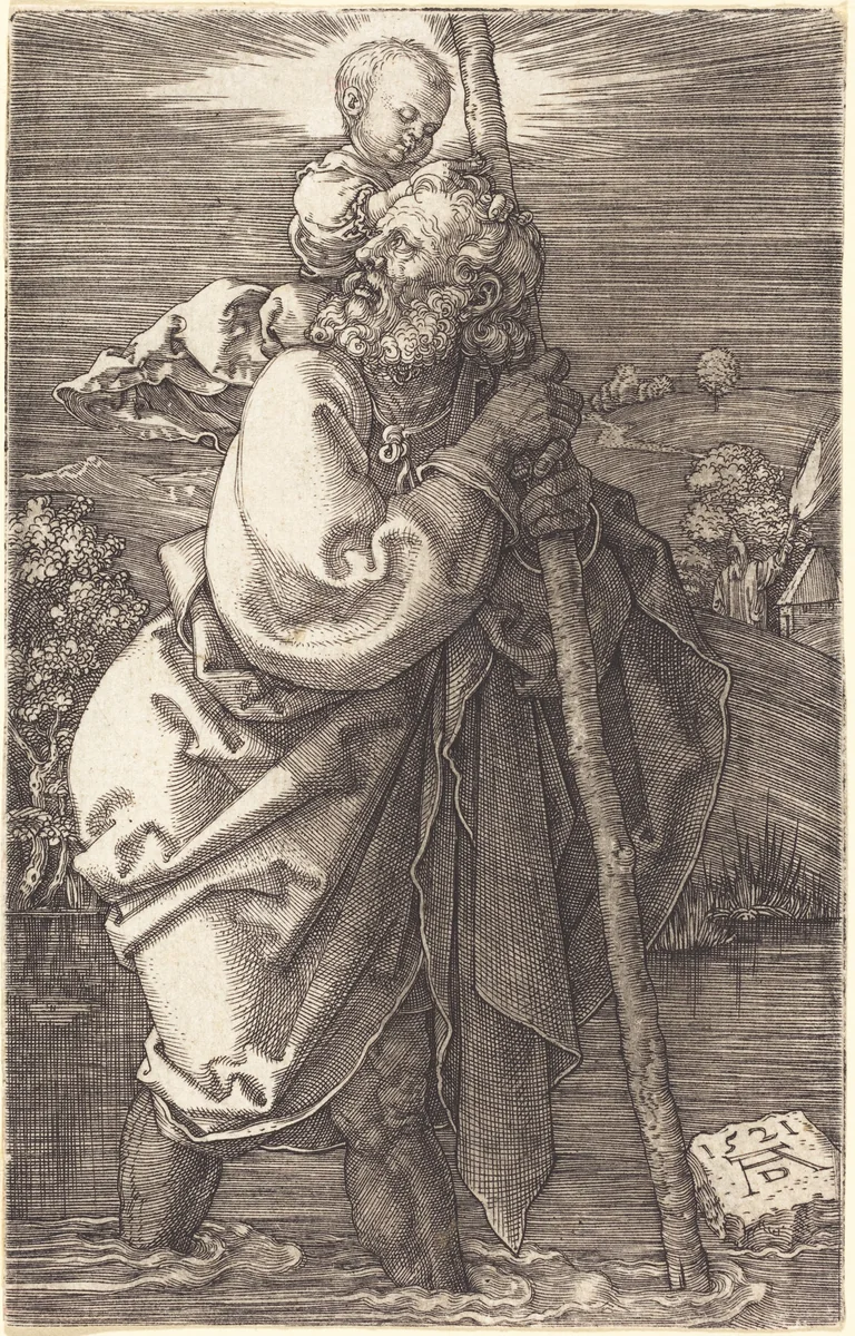 Saint Christopher Facing Left by Albrecht Dürer, print, 1521
