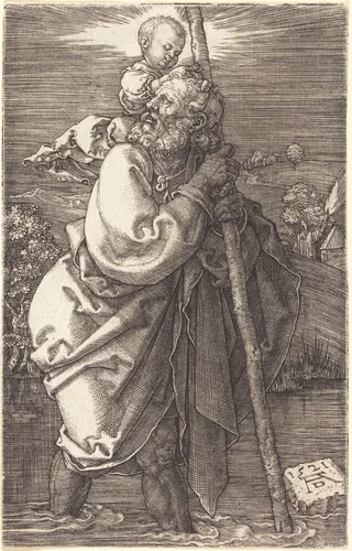 Saint Christopher Facing Left by Albrecht Dürer, print, 1521