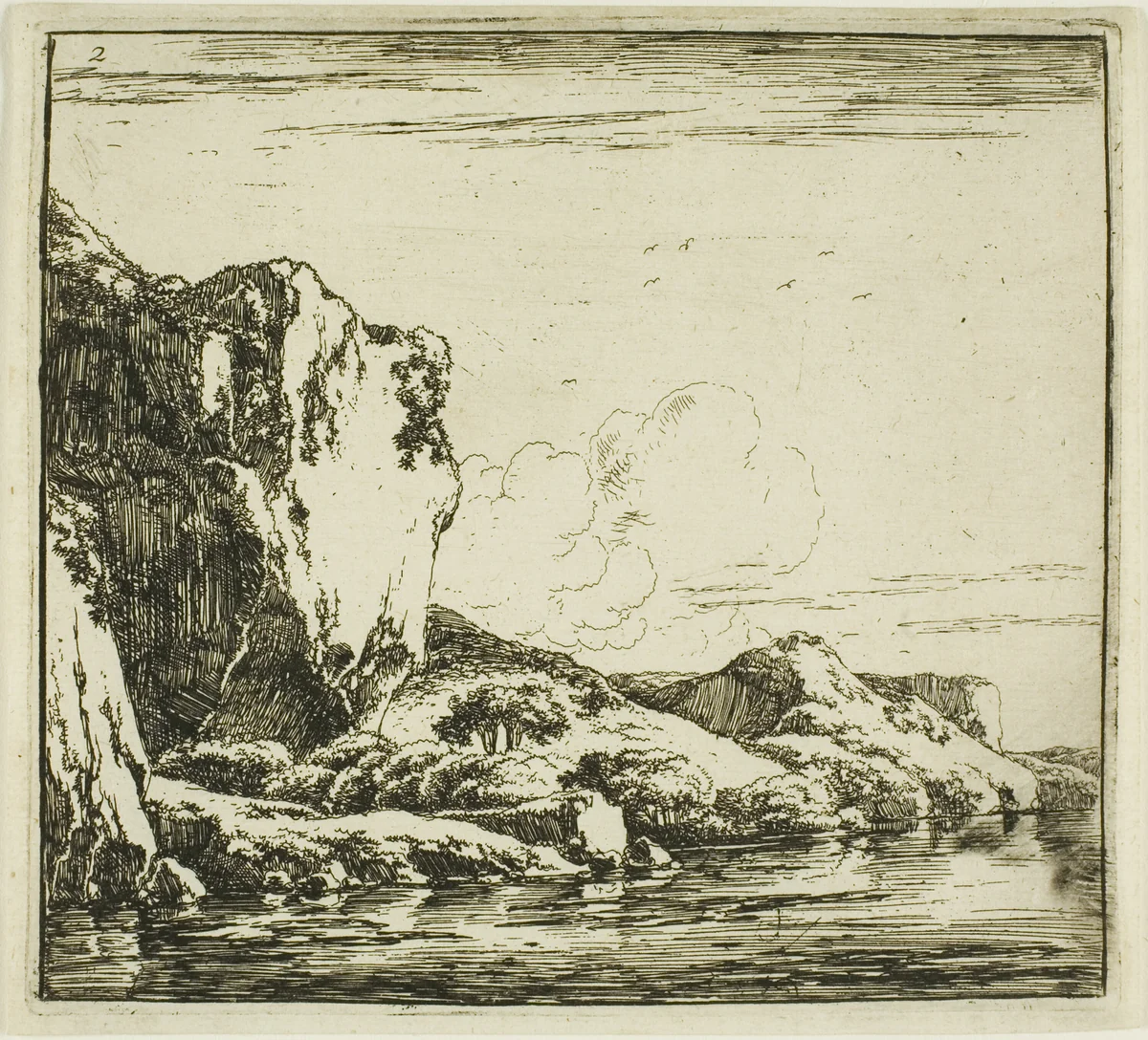 Rocky Landscape by Herman Naijwincx, print, 1645-1650