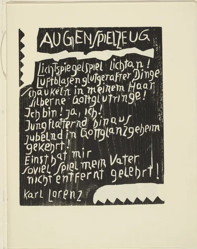 Playthings for the Eye (Augenspielzeug) from the periodical Kündung, vol. 1, no. 3 (March 1921) by Franz Radziwill, periodical, 1921