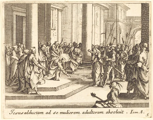 Christ and the Woman Taken in Adultery by Jacques Callot, print, 1635