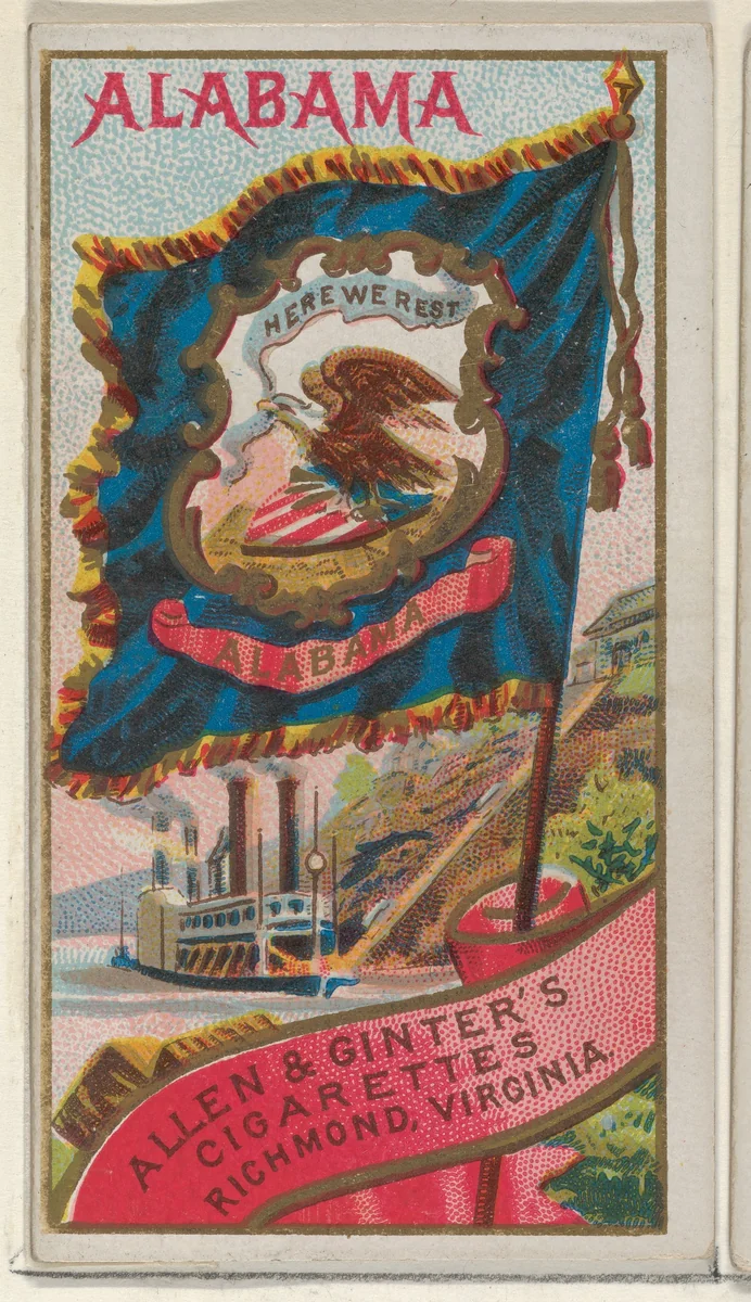 Alabama, from Flags of the States and Territories (N11) for Allen & Ginter Cigarettes Brands by Allen & Ginter, print, 1888