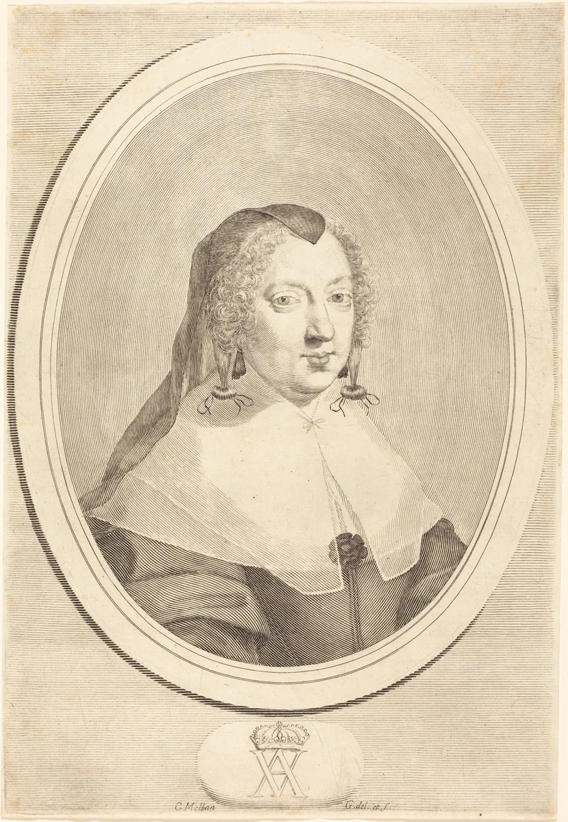 Anne of Austria by Claude Mellan, print, 1598-1688