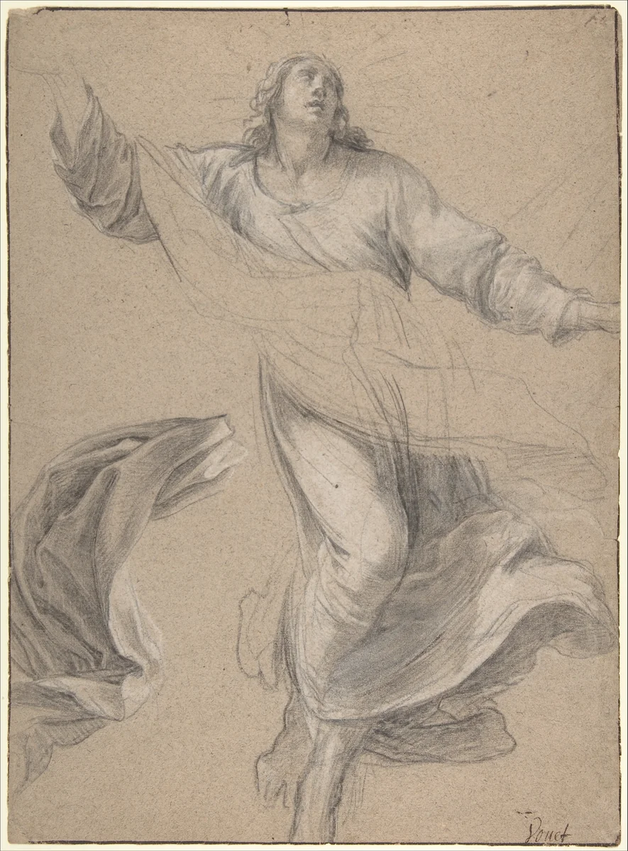 St. Louis in Glory by Simon Vouet, drawing, 1605-1649