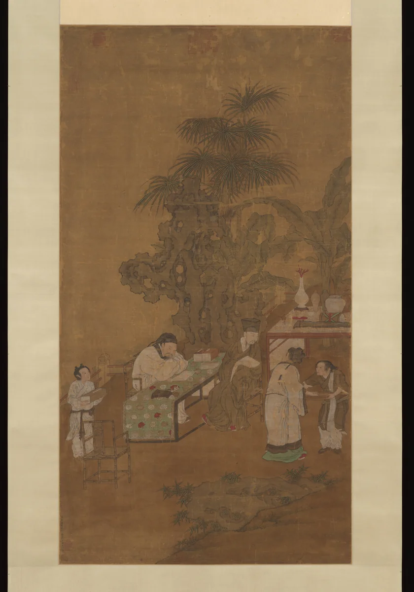 Elegant gathering in a garden by Unidentified Artist, painting, 1400-1599