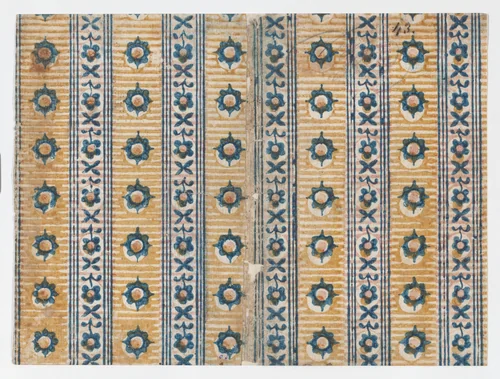 Sheet with five borders with floral and striped patterns by anonymous, print, 1800-1900
