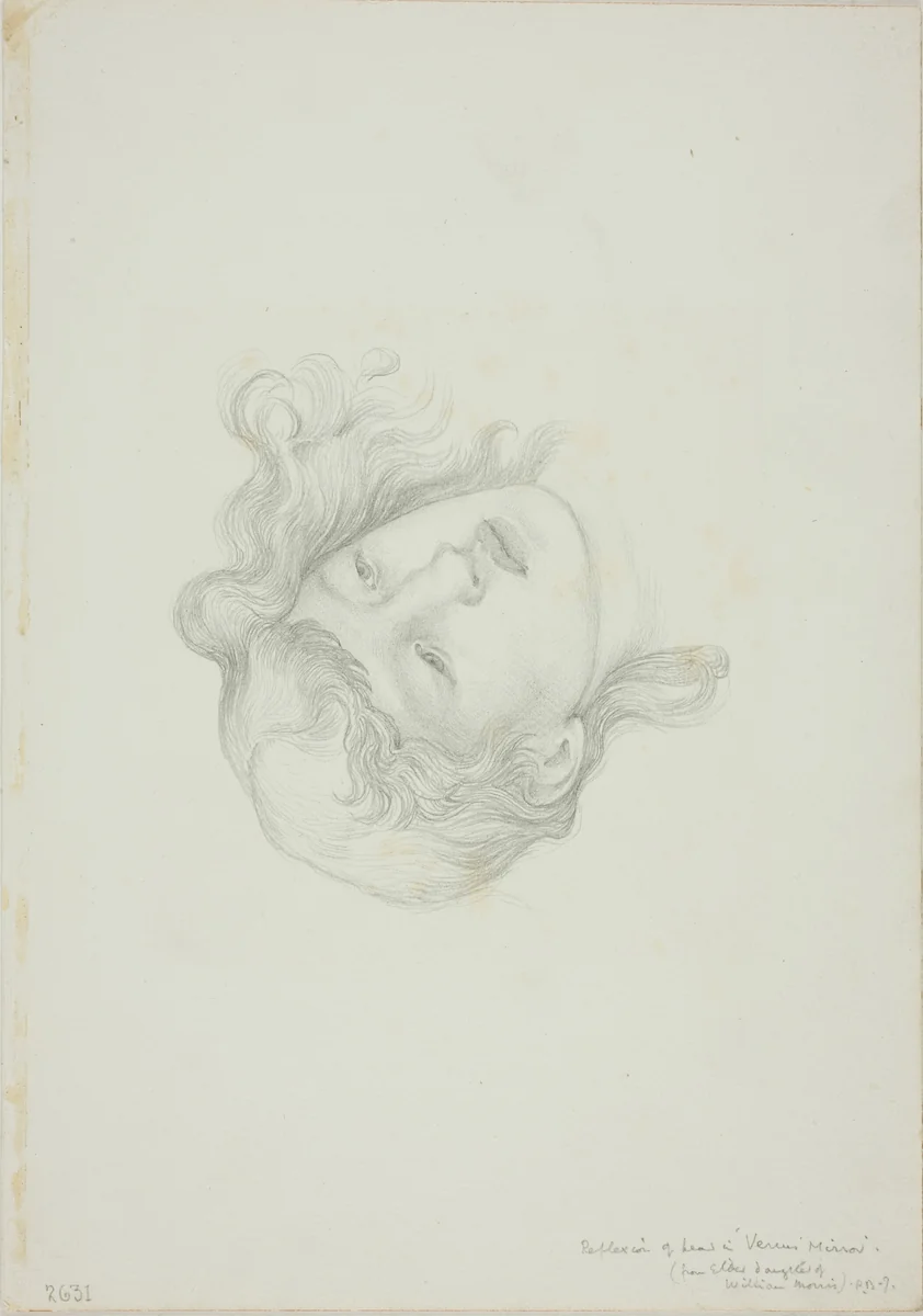 Reflection of Head, study for Mirror of Venus by Edward Burne-Jones, drawing, 1868-1883