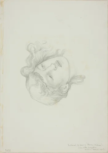 Reflection of Head, study for Mirror of Venus by Edward Burne-Jones, drawing, 1868-1883