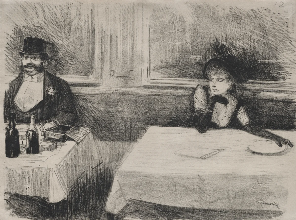 At the Restaurant by Jean-Louis Forain, print, 1879-1931