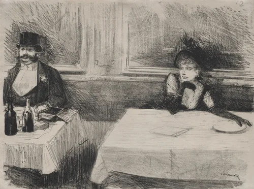 At the Restaurant by Jean-Louis Forain, print, 1879-1931