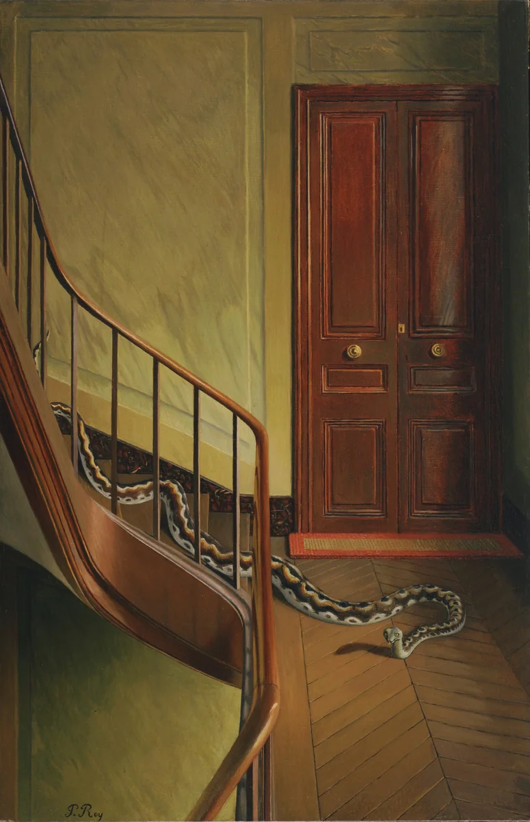 Danger on the Stairs by Pierre Roy, painting, 1927