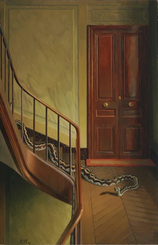 Danger on the Stairs by Pierre Roy, painting, 1927