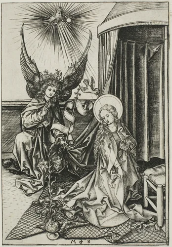 The Annunciation by Martin Schongauer, print, 1479-1489