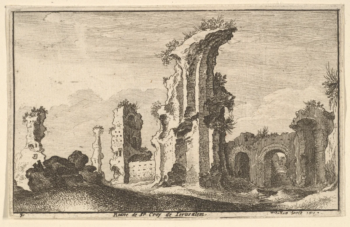 St. Croix de Jerusalem, from "Roman Ruins" by Wenceslaus Hollar, print, 1650