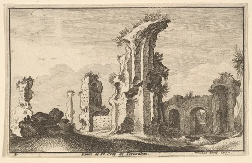 St. Croix de Jerusalem, from "Roman Ruins" by Wenceslaus Hollar, print, 1650