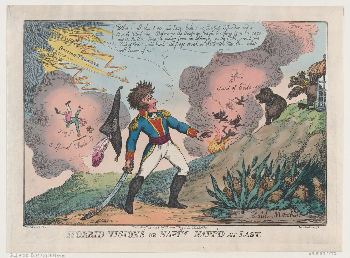 Horrid Visions of Nappy Napp'd at Last by Thomas Rowlandson, print, 1808