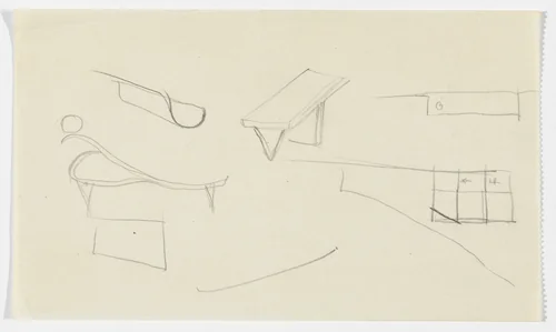 Furniture Details (Perspective and elevation sketches) by Ludwig Mies van der Rohe, mies van der rohe archive, 1926