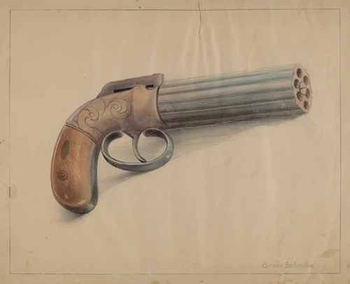 Revolving Pistol by Erwin Schwabe, index of american design, 1936
