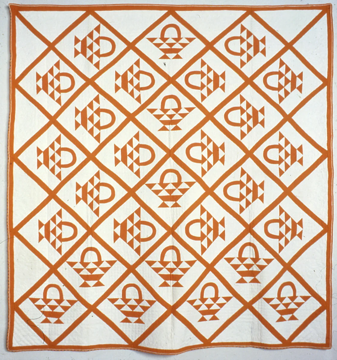 Bedcover (Cherry Baskets) by United States, textile, 1852-1872