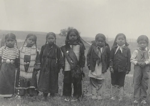 Seven little Sioux Indians. Children of uneducated parents by Frances Benjamin Johnston, photograph, 1899
