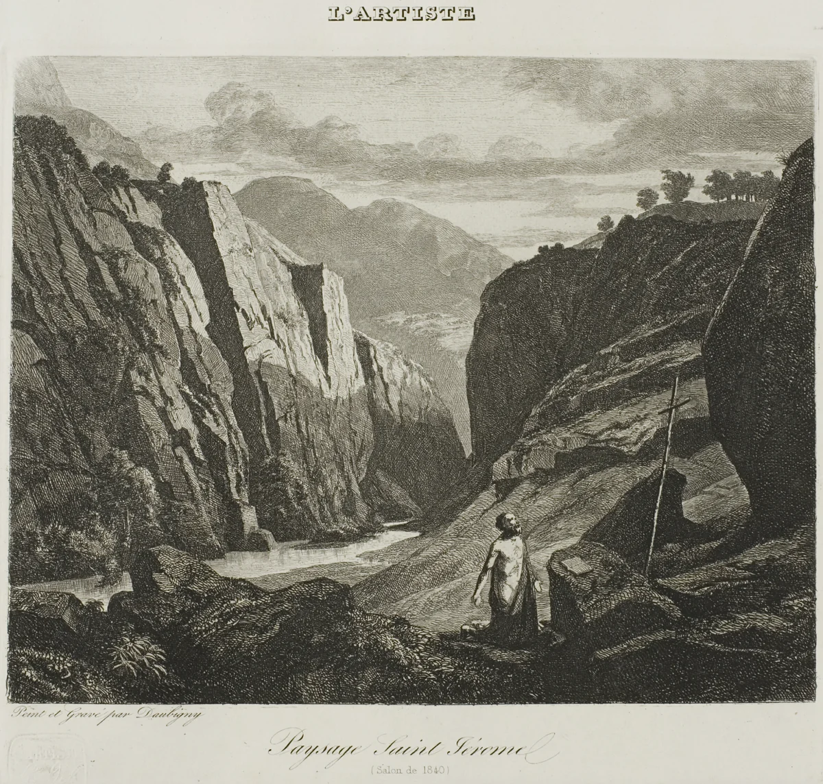 Saint Jerome by Charles-François Daubigny, print, 1840