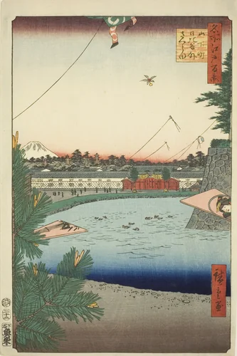 Hibiya and Soto-Sakurada from Yamashita-cho (Yamashita-cho Hibiya Soto-Sakurada), from the series "One Hundred Famous Views of Edo (Meisho Edo hyakkei)" by Utagawa Hiroshige (歌川広重), print, 1857