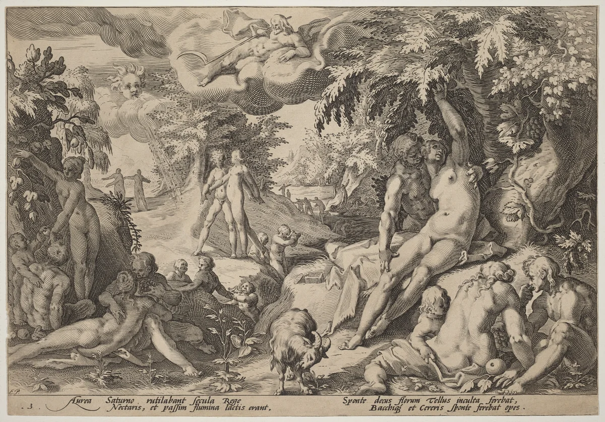 The Golden Age by Hendrick Goltzius, print, 1595-1605