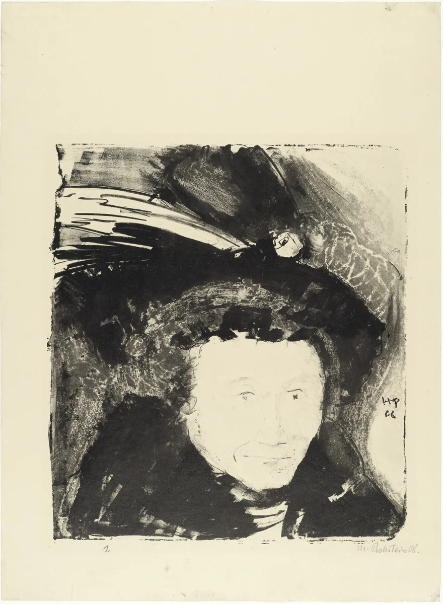 Portrait with Hat (Bildnis mit Hut) by Max Pechstein, print, 1908