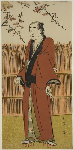 The Actor Onoe Matsusuke I as Baramon no Kichi in the Play Hatsumombi Kuruwa Soga, Performed at the Nakamura Theater in the First Month, 1780 by Katsukawa Shunsho (勝川 春章), print, 1775-1785