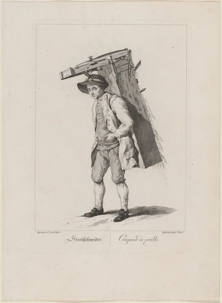 Strohschneider (Straw Cutter) by Johann Christian Brand, print, 1775