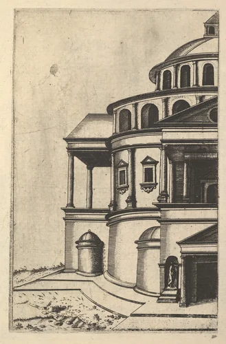 Partial View of a Building [Templum Isaiae Prophetae] from the series 'Ruinarum variarum fabricarum delineationes pictoribus caeterisque id genus artificibus multum utiles' by Lambert Suavius, book, 1554