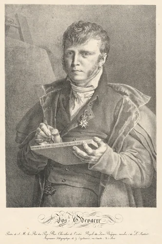Self-Portrait of the Artist Drawing on a Lithographic Stone by Joseph Denis Odevaere
Gottfried Engelmann, print, 1816
