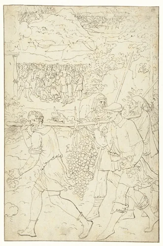 Verspieders Jozua en Kaleb by anonymous, drawing, 1545