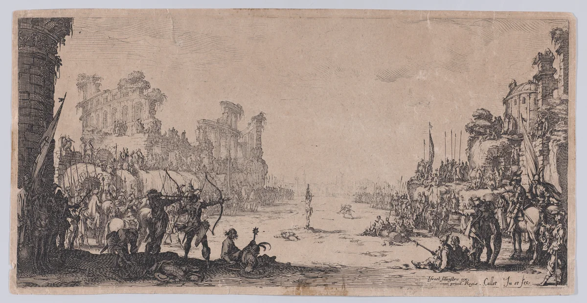 Le Martyre de St. Sébastien (The Martyrdom of St. Sebastian) by Jacques Callot, print, 1625-1635