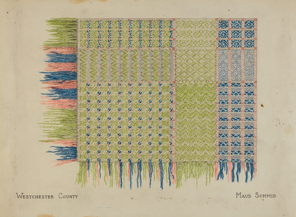 Handwoven Coverlet by Maud Schmid, index of american design, 1936