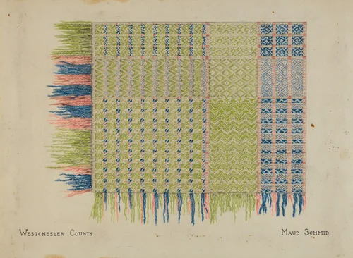Handwoven Coverlet by Maud Schmid, index of american design, 1936